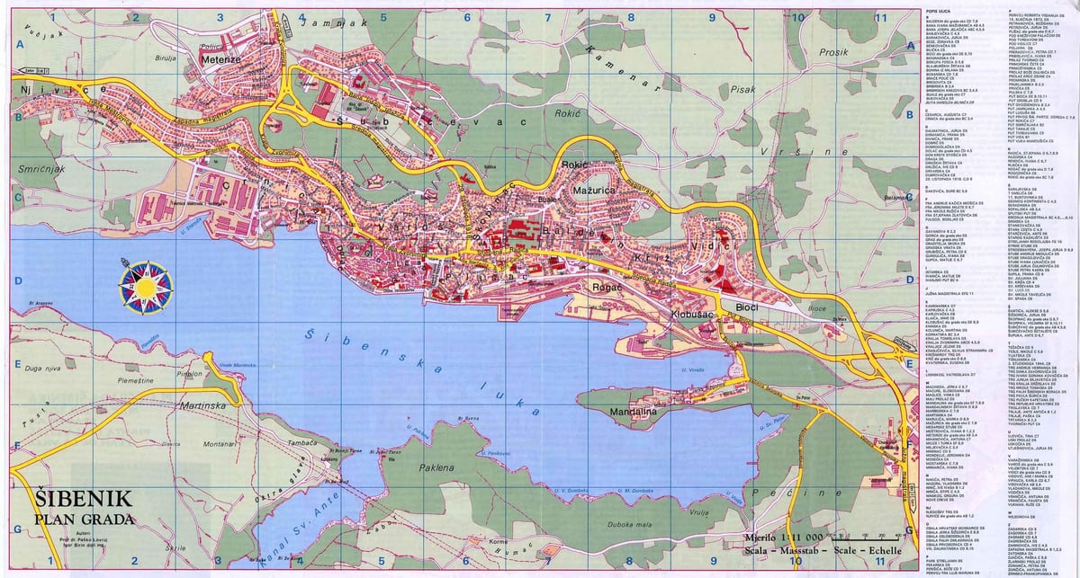 mapa šibenik chorvatsko