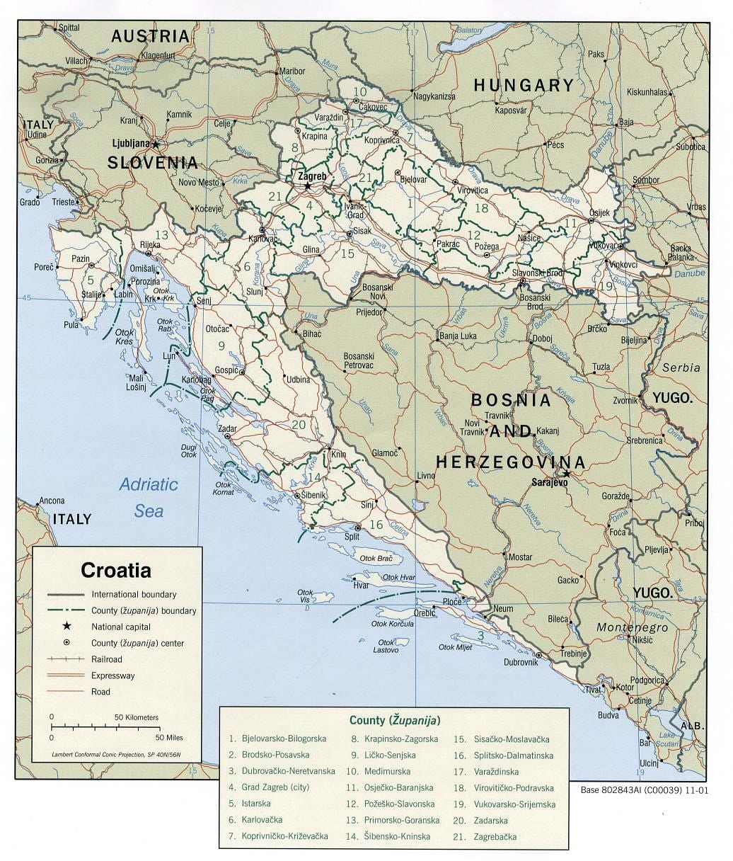 chorvatské přístavy mapě