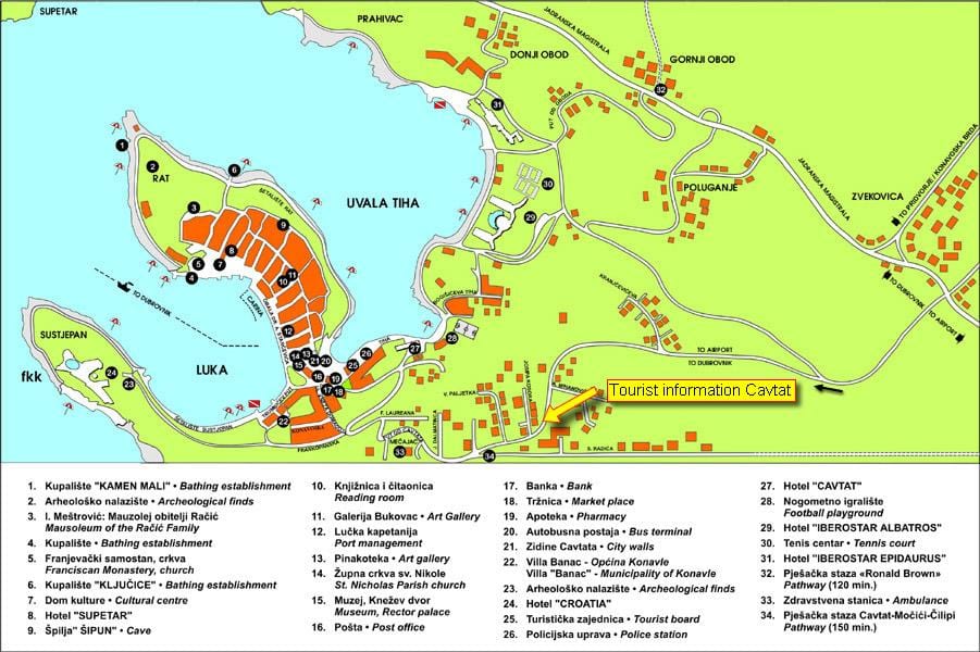 mapa cavtat chorvatsko