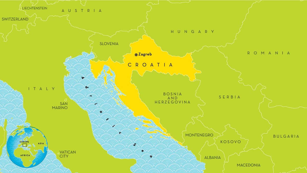 mapa zemí blízkosti chorvatsko