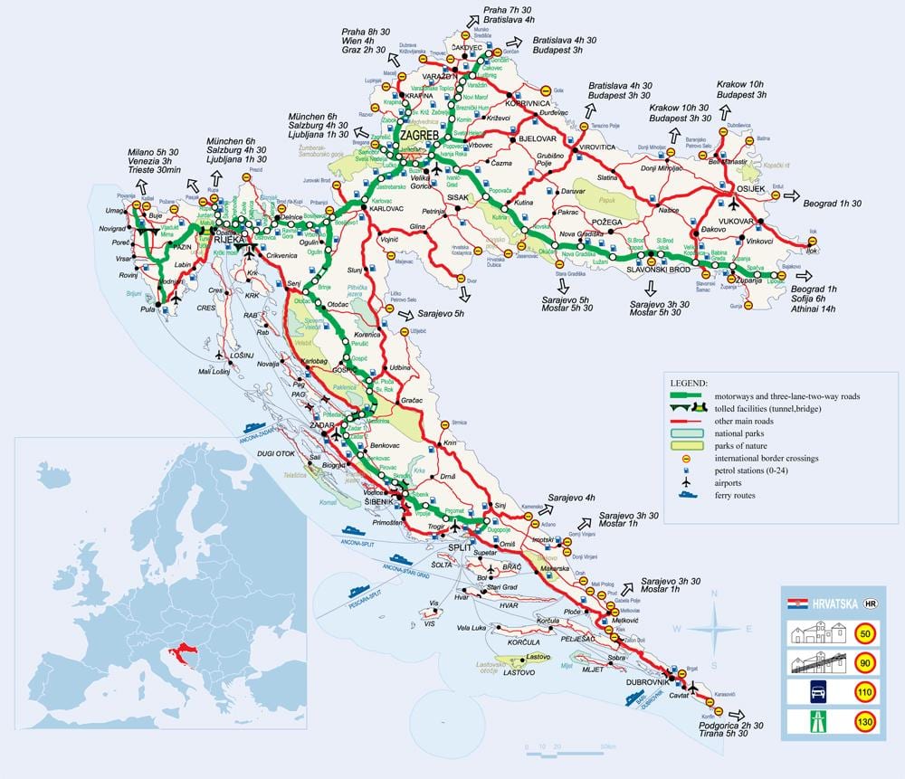 železniční mapa chorvatsko