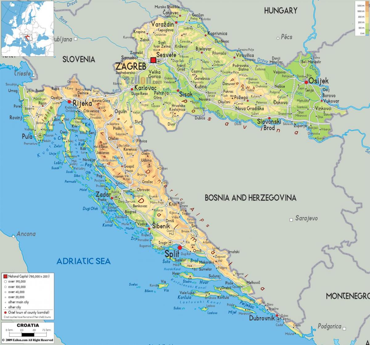 chorvatsko na mapě