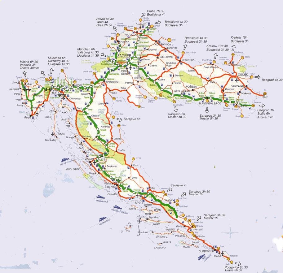 mapa chorvatska výlet