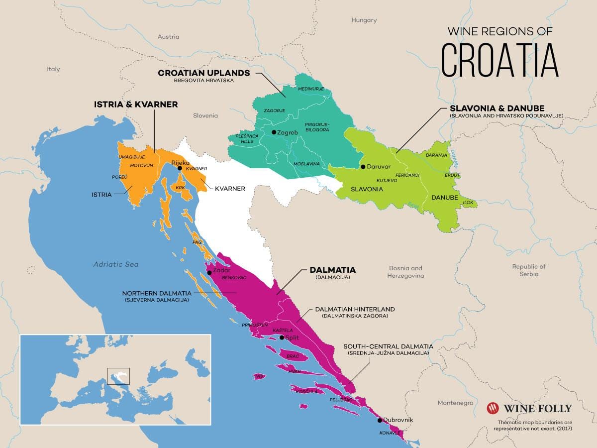 mapa chorvatska vinařství