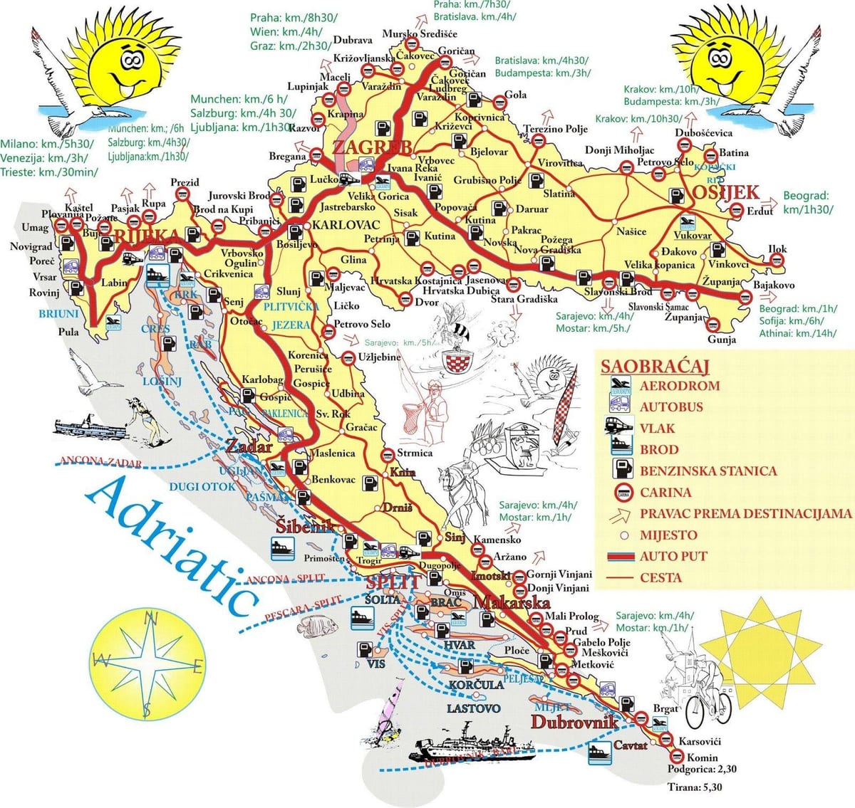 dovolená chorvatsko destinace mapě