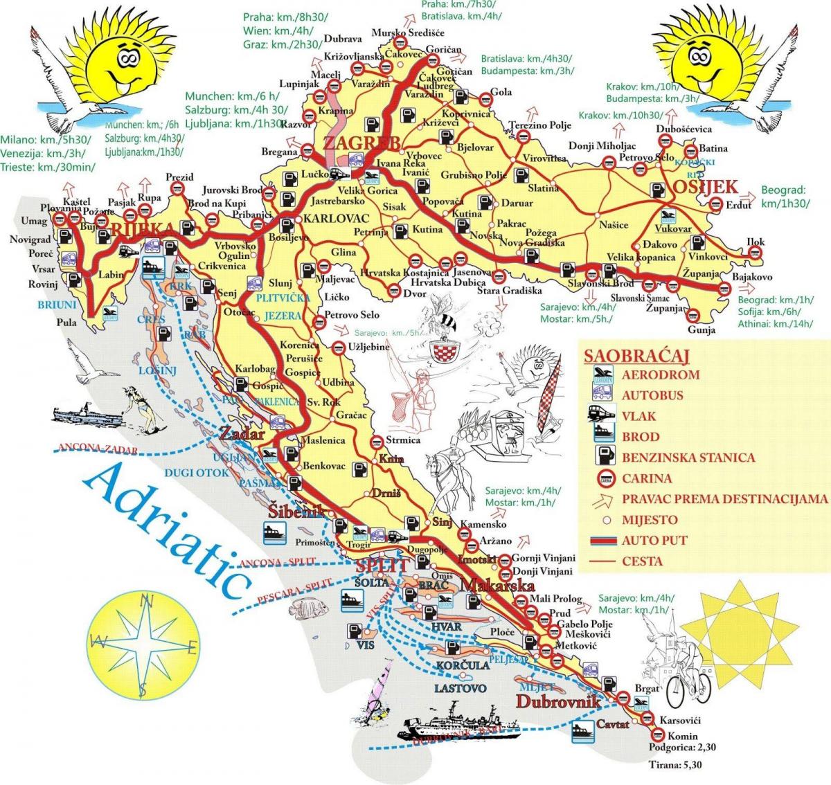 dovolená chorvatsko destinace mapě