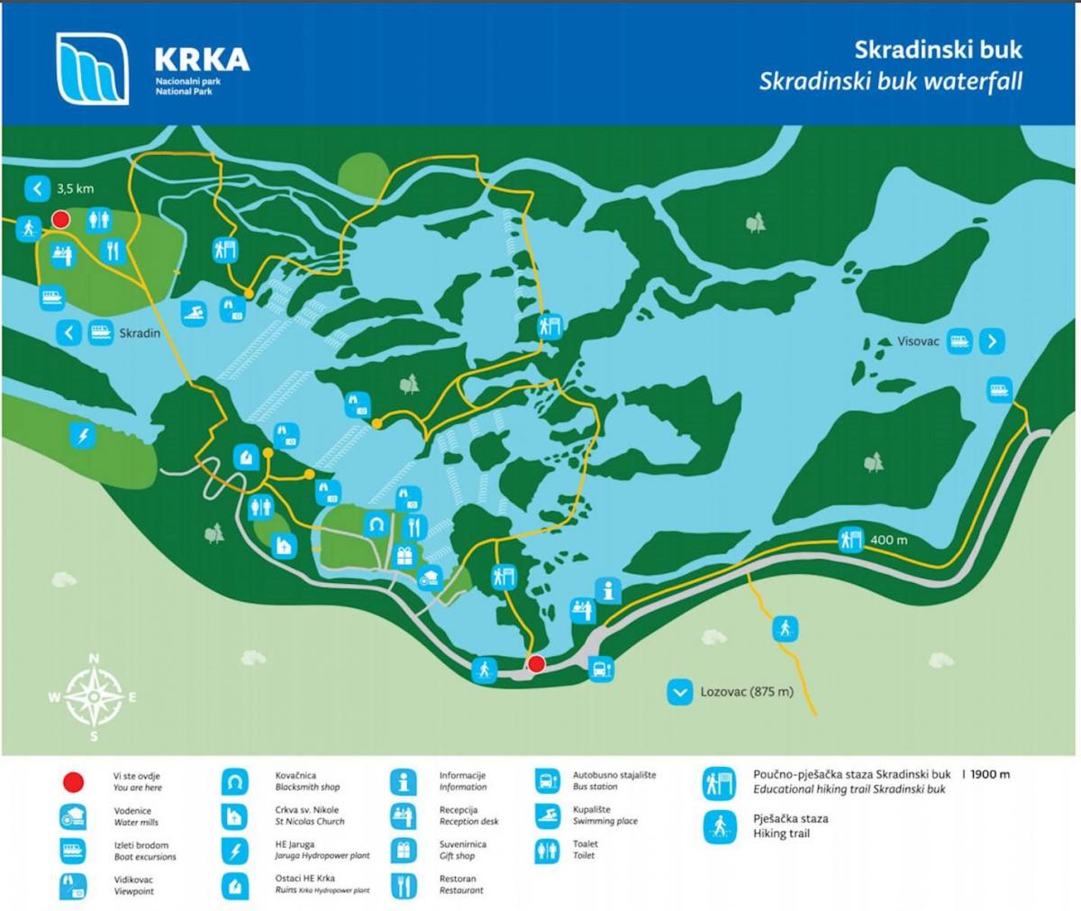 národní park krka chorvatsko mapa