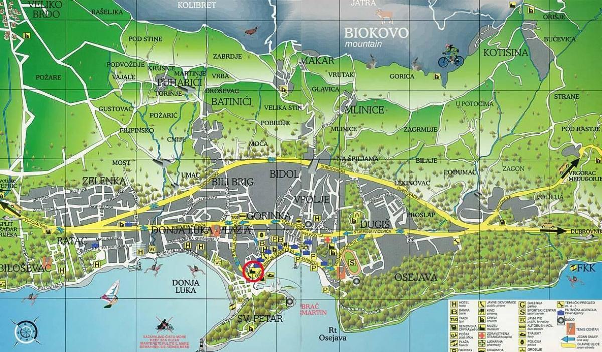 mapa makarska chorvatsko