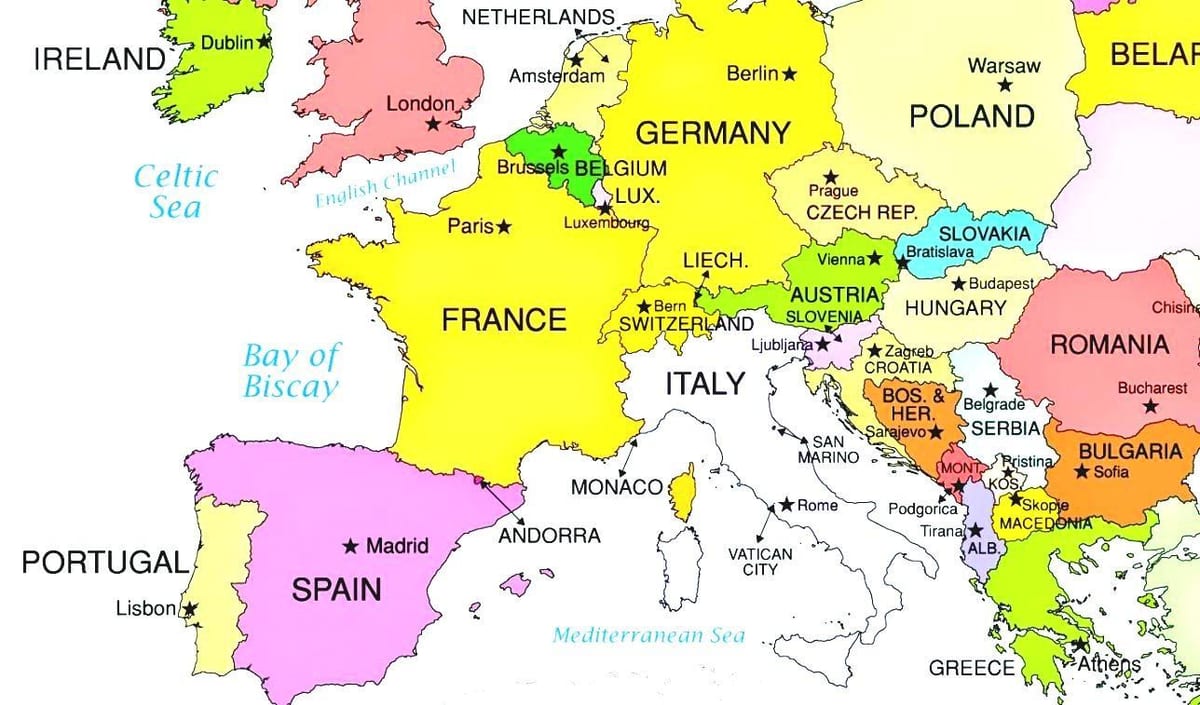 mapa evropy ukazuje, chorvatsko
