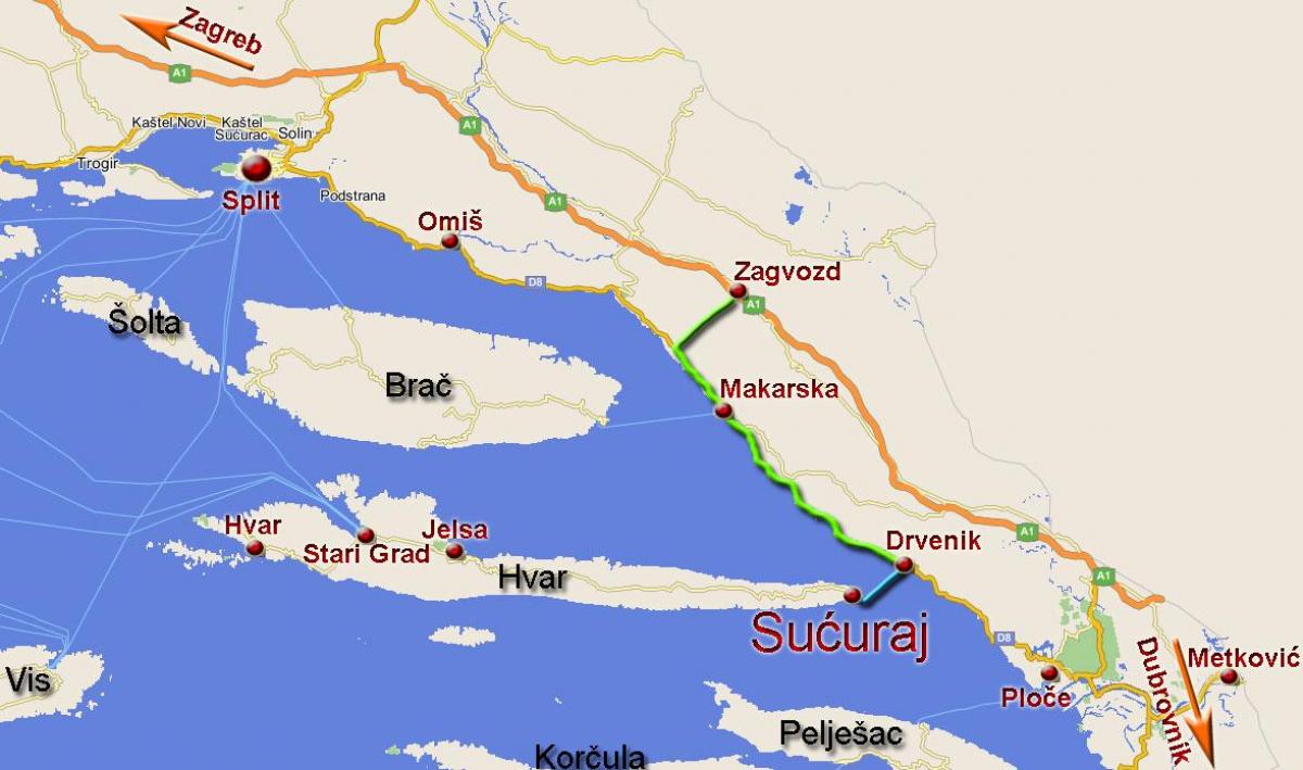 mapa omiš chorvatsko