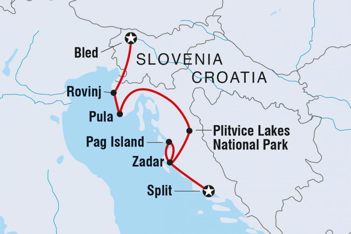plitvická chorvatsko mapa