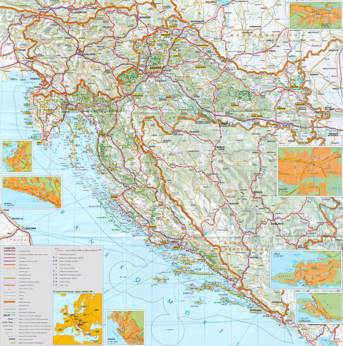 hlavní město chorvatska mapě