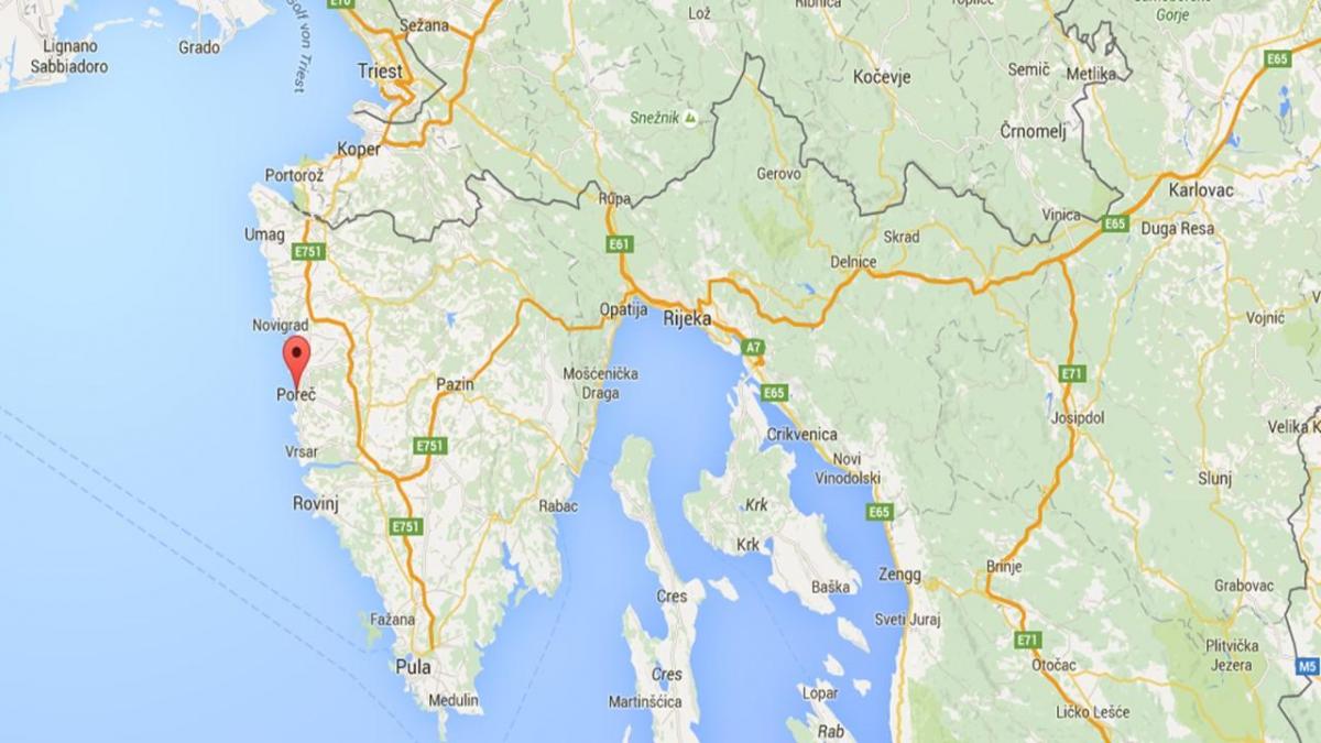 mapa poreč, chorvatsko 