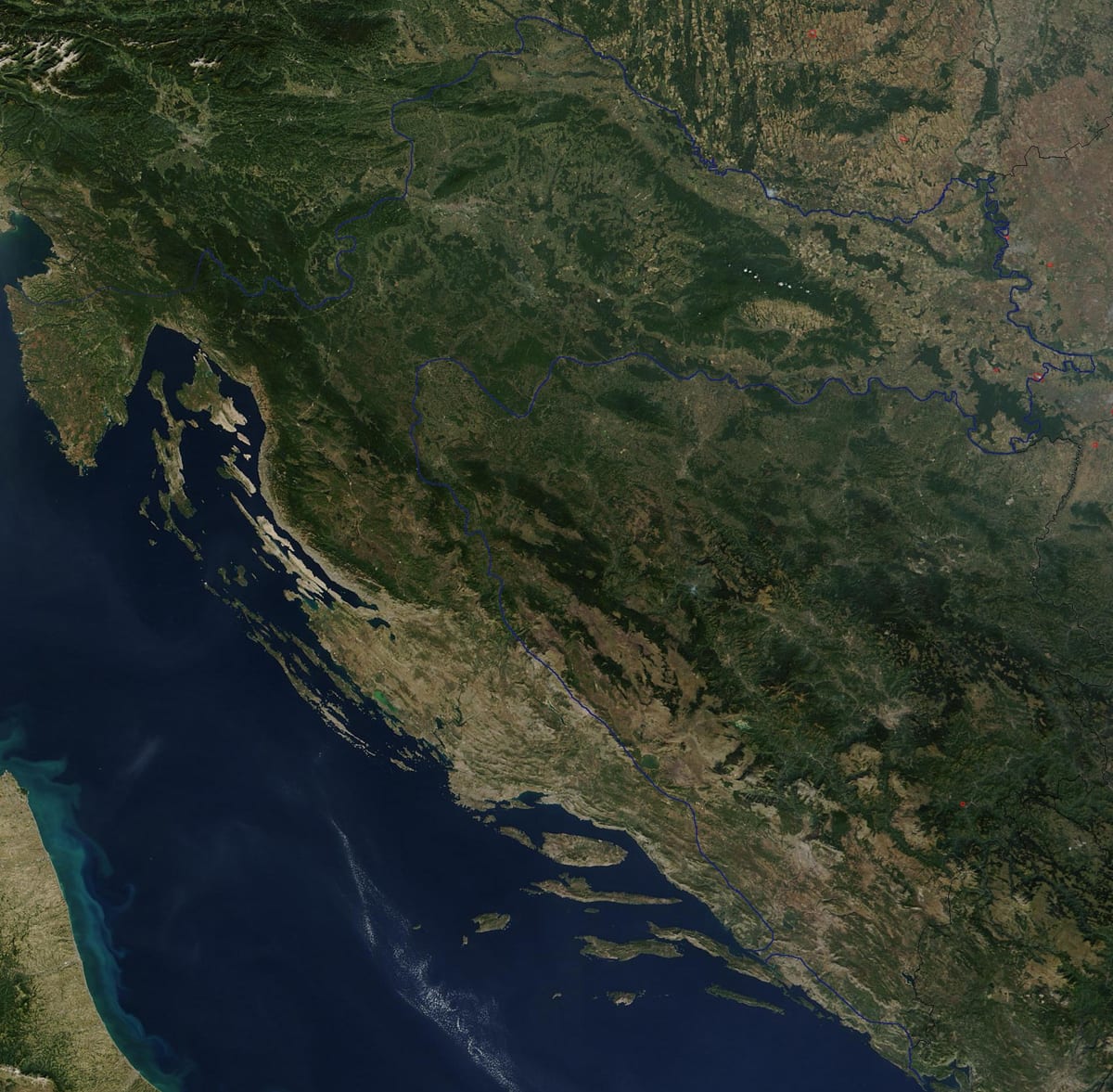 mapa chorvatska satelitní