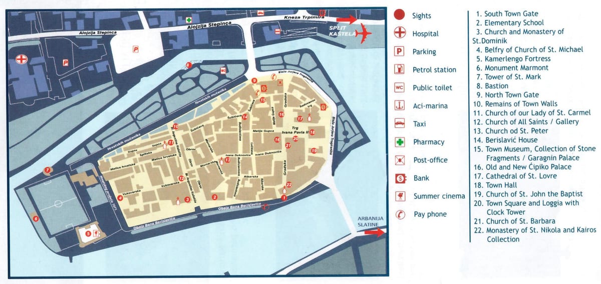 chorvatsko trogir mapě