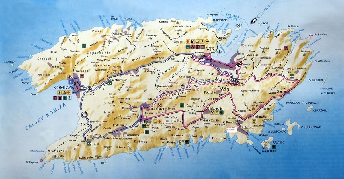 mapa vis chorvatsko