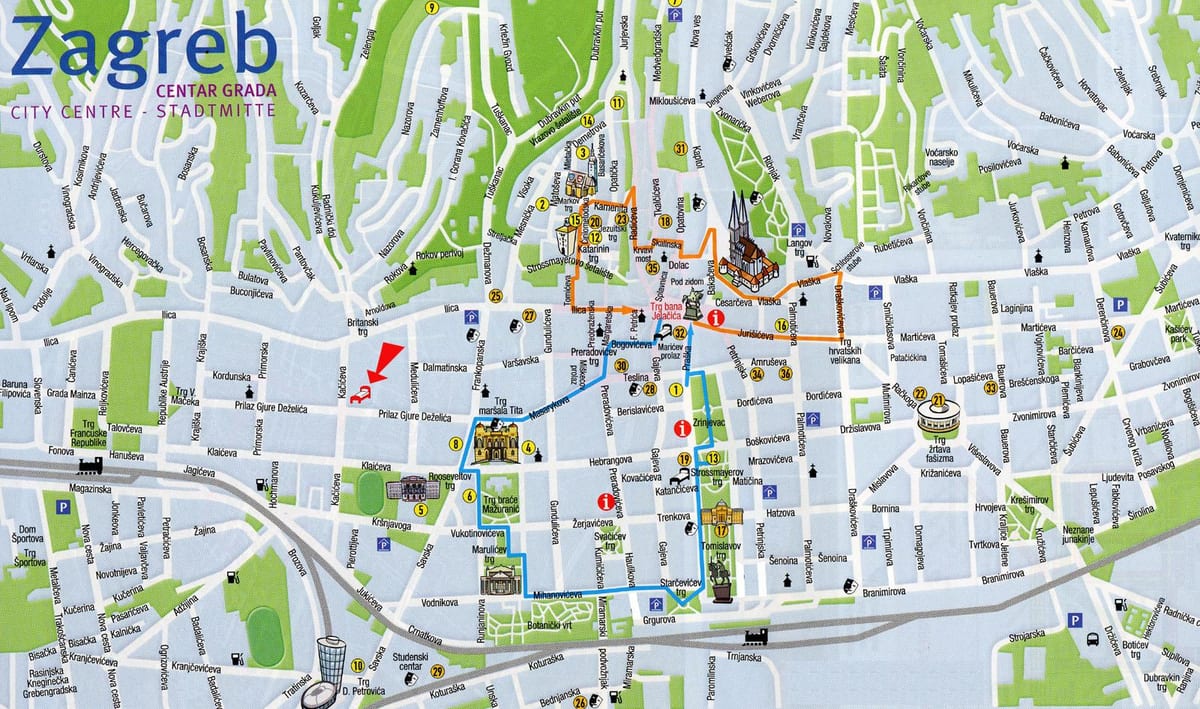 mapa záhřebu, chorvatsko