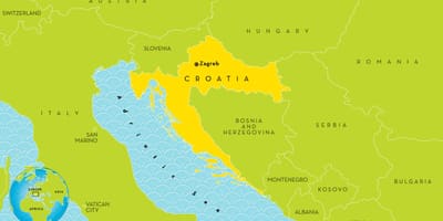 Mapa zemí blízkosti chorvatsko