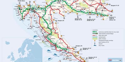 Železniční mapa chorvatsko