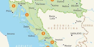 Mapa chorvatska regiony 