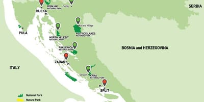 Mapa chorvatska národní parky 