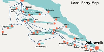 Mapa chorvatské pobřeží