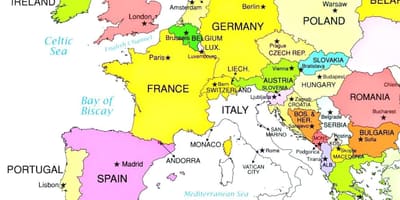 Mapa evropy ukazuje, chorvatsko