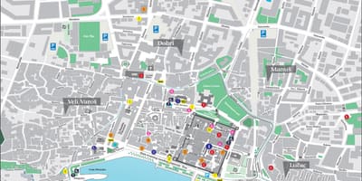 Mapa starého města splitu v chorvatsku